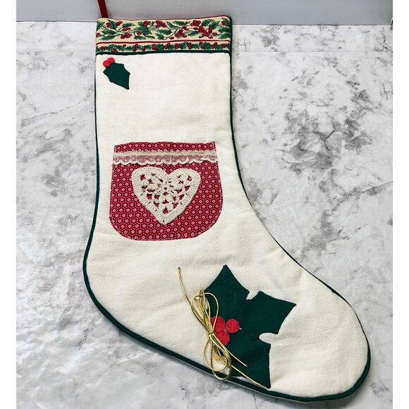 Handmade Christmas Stockings Set Embroidered Holiday Decor Tree Gifts Heart - Picture 5 of 11